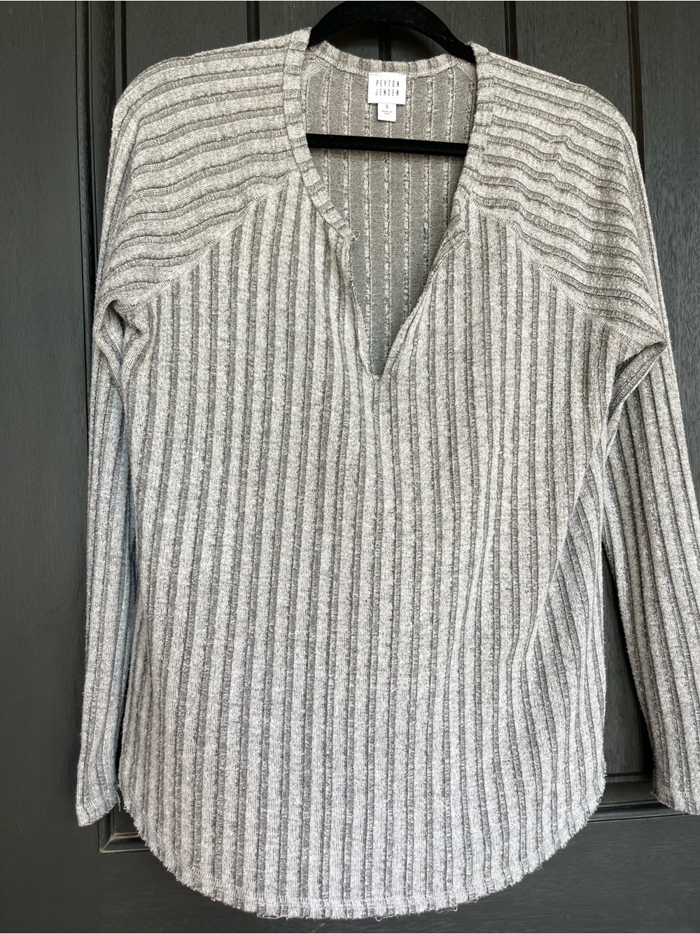 Peyton Jensen Nova Ribbed Split Neck Tunic Gray Small